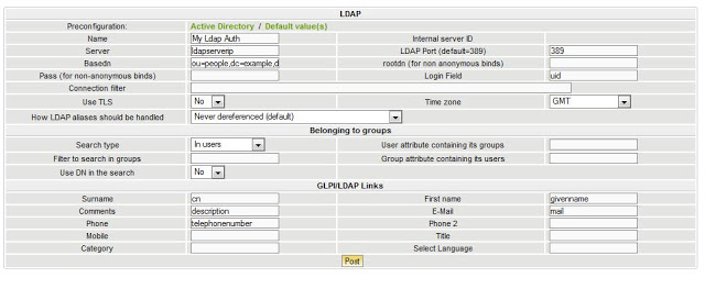  GLPI ldap Authentication Setup 