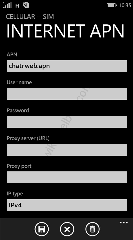 Chatr Internet MMS Settings for Windows Phone