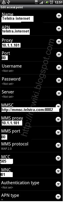 Telstra Internet and MMS Settings for Samsung Galaxy