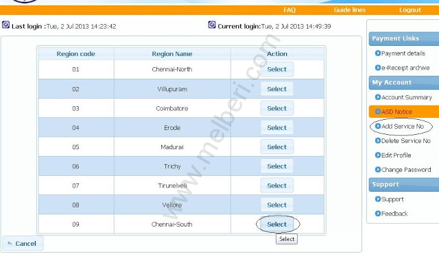 Add TNEB Service Number