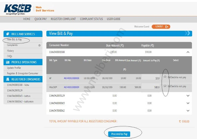 KSEB Online Bill Payment